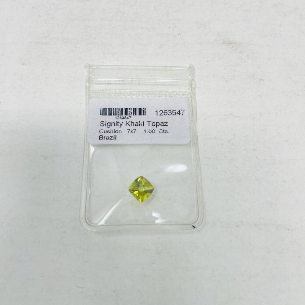 Signity Khaki Topaz Cushion Cut Loose Gemstone 1.60 Cts for Jewelry Making 5085